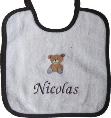 Bavoir à cordon brodé ours