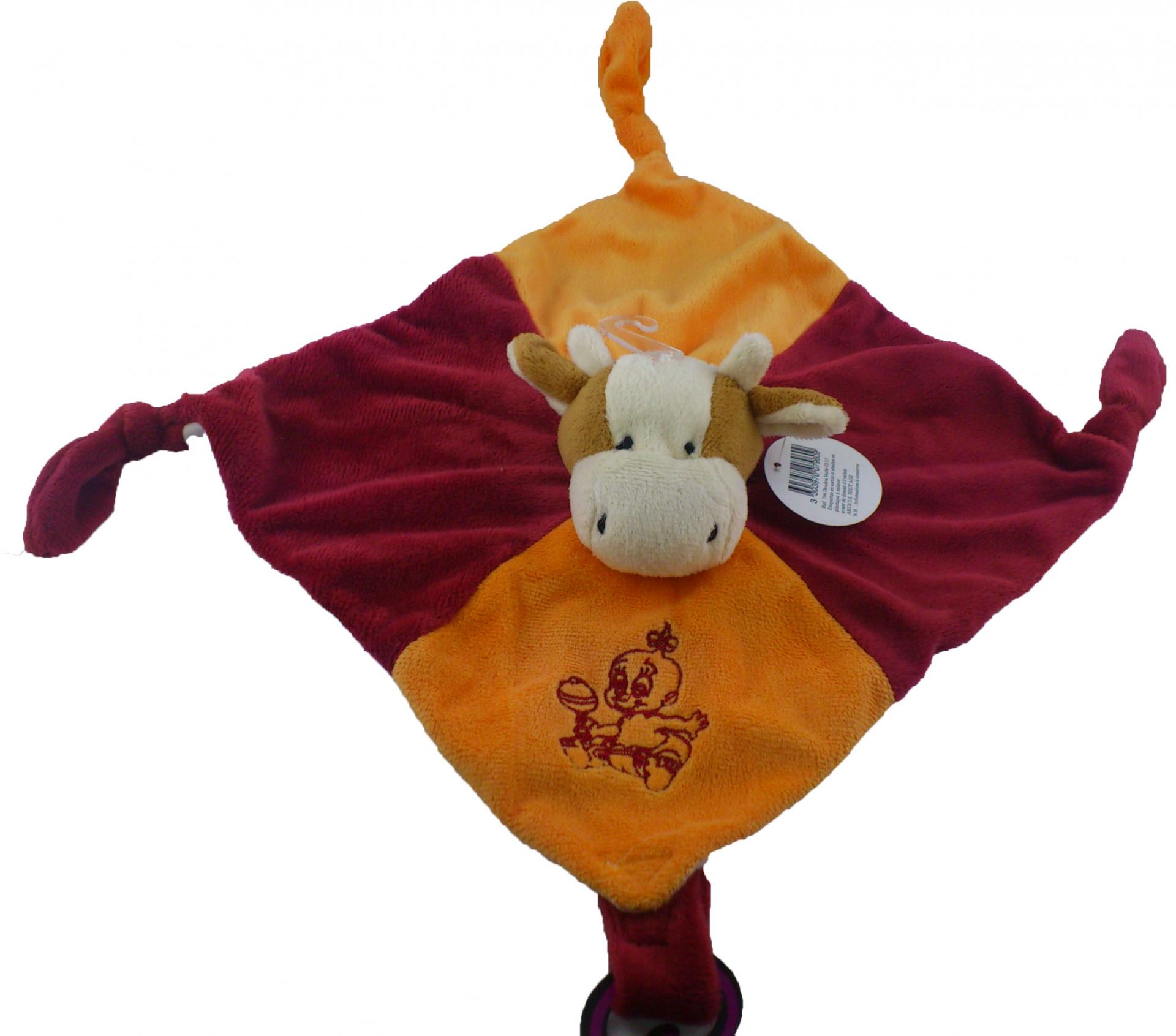 doudou plat, doudou vache, doudou rigolo, doudou made in france , cadeau de  naissance